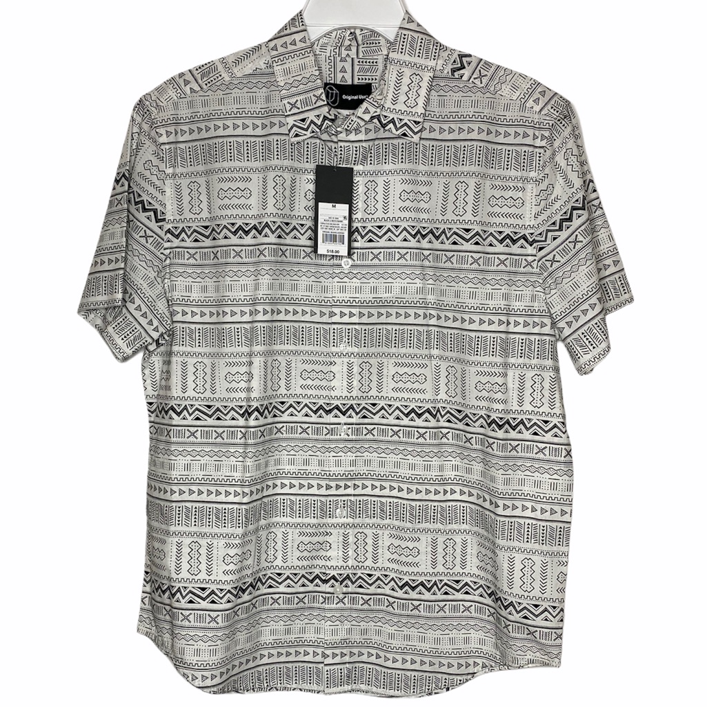Gray Retro Pattern Button Down